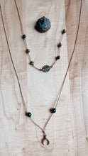 Load image into Gallery viewer, Tigers Eye + Gold Sheen Obsidian Crescent Moon Set *made to order*
