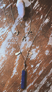 Lapis Lazuli Triple Moon Set - Brass